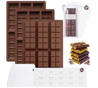 Lot de 3 moules à chocolat en silicone profond avec grattoir, sac, autocollants - Moule en silicone pour bonbons et pâtisseries DIY