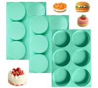 Lot de 3 moules à cupcakes en silicone de 10, 2 cm, antiadhésifs, 6 cavités, pour petits pains à hamburger, sans BPA, moules muffins flexibles dégagement facile, résistants la chaleur pour san