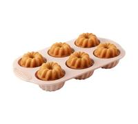 Lot de 3 moules à gâteau cannelés en silicone, 29 x 17 x 3 cm avec 6 cavités, cuisson anti-adhésif avec design fantaisie, caoutchouc flexible avec construction cannelée, moules pour la cuisson des