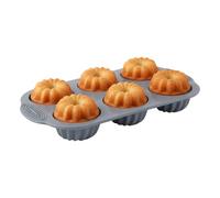 Lot de 3 moules à gâteau cannelés en silicone, 29 x 17 x 3 cm avec 6 cavités, cuisson anti-adhésif avec design fantaisie, caoutchouc flexible avec construction cannelée, moules pour la cuisson des