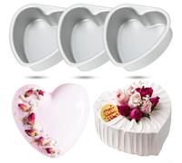 Lot de 3 moules à gâteau en aluminium en forme de cœur pour la cuisson de gâteaux, gelées, et plus encore, facile à nettoyer et à ranger (3,4,5 cm, fixe)