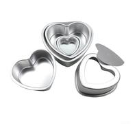Lot de 3 moules à gâteau en forme de cœur avec fond amovible, convient pour diverses recettes de gâteaux et événements (6, 8, 10 cm, fixe)