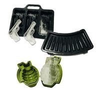 Lot de 3 moules à glaçons, série d'armes en silicone 3D et plastique pour machine à glaçons, gâteaux et chocolats, contient un moule à grenade en silicone et un moule en plastique en forme de balle
