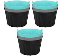 Lot de 3 moules à muffins profonds réutilisables en silicone pour friteuse à air et four - Moules à cupcakes antiadhésifs avec poignées, passent au lave-vaisselle, 6,5 cm, assortiment de 9 (noir))