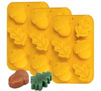 Lot de 3 moules à savon d'automne en silicone en forme de feuille de gland pour muffins, mini gâteaux, gelée, chocolat, moules 3D pour la fabrication de savon, de bougies et de cire