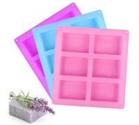 Lot de 3 moules à savon en silicone - 6 cavités - Moule artisanal pour muffins, cupcakes, biscuits, bricolage fait maison