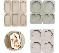 Lot de 3 moules en résine avec trous de suspension, moules en résine époxy florale réutilisables de différentes formes pour loisirs créatifs, loisirs créatifs, décorations de bureau