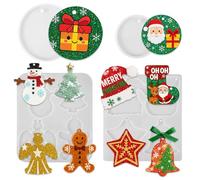 Lot de 3 moules en résine pour décoration de Noël, 11 cavités de Noël en silicone pour décorations de sapin de Noël, moulage époxy, cadeaux et fabrication de porte-clés
