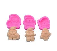 Lot de 3 moules en silicone 3D en forme de Père Noël faits à la main pour desserts et aliments de Noël pour la fabrication de chocolat