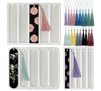 Lot de 3 moules en silicone brillants pour marque-pages avec pompons, petits et moyens rectangulaires