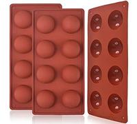 Lot de 3 moules en silicone demi-sphère à 8 cavités pour faire des bombes de chocolat, des gâteaux, de la gelée, du pudding, de la mousse en forme de dôme
