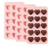 Lot de 3 moules en silicone en forme de cœur, 15 cavités en forme de cœur pour résine, gelée, glaçons, cupcakes, décoration de gâteau (rose)