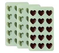 Lot de 3 moules en silicone en forme de cœur, 15 cavités en forme de cœur pour résine, gelée, glaçons, cupcakes, décoration de gâteau (vert)