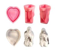 Lot de 3 moules en silicone en forme de cœur adaptés pour les amateurs de travaux manuels, créer des statues uniques, des supports de perles, des cadeaux dignes de l'artisanat