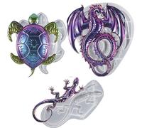 Lot de 3 moules en silicone en forme de dragon en forme de gecko 3D pour fabrication de statues de tortues de mer, moule époxy pour cadeau, maison, bureau, décoration murale à suspendre