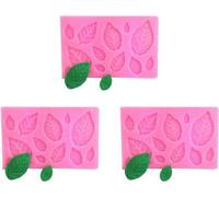 Lot de 3 moules en silicone en forme de petites feuilles 3D roses pour pâte à sucre, chocolat, fondant, beurre, résine, argile polymère, cire, savon, projets d'artisanat et décoration de gâteaux