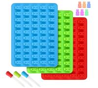 Lot de 3 moules en silicone en forme d'ourson sans BPA, 50 cavités, avec 3 compte-gouttes, pour gelée au chocolat