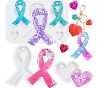 Lot de 3 moules en silicone en résine époxy avec cœur, moulage de bijoux, décoration de gâteau fondant, chocolat, biscuits, argile polymère, 7 cavités 1,8 à 7,4 cm