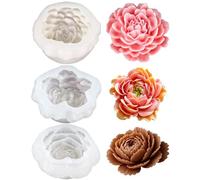 Lot de 3 moules en silicone pour bougie en forme de fleur, aromathérapie, savon, artisanat