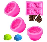 Lot de 3 moules en silicone pour crème glacée 3D pour la fabrication de cire, bougies, savons, gâteaux, moules en forme de boule de TuNan + 1 moule à chocolat pour décoration d'anniversaire de mariage