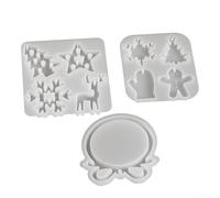 Lot de 3 moules en silicone pour pendentifs de Noël DIY avec flocons de neige, arbres, étoiles, rennes et gants pour créer des décorations de table et d'arbre