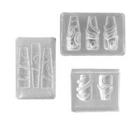 Lot de 3 moules réutilisables en silicone pour nail art avec motif serpent complexe - Outils d'art pour manucure - Moule professionnel en silicone pour sculpture des ongles