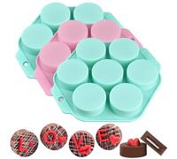 Lot de 3 moules ronds en silicone pour biscuits au chocolat - Forme cylindrique - Rose, vert, aléatoire