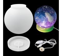 Lot de 3 moules sphériques en silicone pour décoration d'intérieur | Moules de préservation de fleurs en forme de sphère époxy avec lumière USB pour décoration d'art, mariage, bureau, bougie