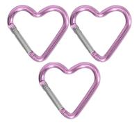 Lot de 3 mousquetons en forme de cœur en alliage d'aluminium robuste pour le camping, la pêche, la randonnée, les voyages