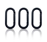 Lot de 3 Mousquetons ovales, Mousqueton Petit, Mousqueton Porte-clés, Mousqueton Crochet, Mousqueton Noir, Set de mousquetons, Organiseur de clés (Noir 66x33 mm)