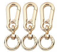 Lot de 3 mousquetons rotatifs dorés - Petits mousquetons en métal - Avec articulation pivotante - Fermoir mousqueton amovible - Pour bricolage, sac à main, porte-clés, sac à dos