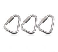 Lot de 3 mousquetons triangulaires robustes en acier inoxydable pour escalade et sports d'aventure, idéal pour la spéléologie et la lutte contre les incendies (3 pièces)