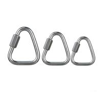 Lot de 3 mousquetons triangulaires robustes en acier inoxydable pour escalade et sports d'aventure, idéal pour la spéléologie et la lutte contre les incendies (3 pièces)