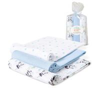Lot de 3 mousselines pour bébé Panda bleu