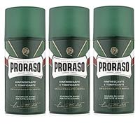Lot de 3 mousses à raser vert Proraso à l'huile d'eucalyptus et au menthol pour tous les types de peau - 300 ml = 900 ml