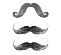 Lot de 3 moustaches à coller, moustache à coller, faux moustache pour carnaval des années 80