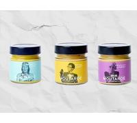 Lot de 3 Moutardes Aromatisées : Combawa - Curry/Coco - Miel/Vinaigre Balsamique