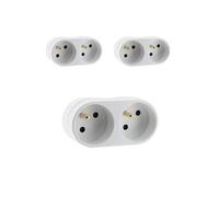 Zenitech - Lot de 3 multiprises biplites pour façade 16A - Blanc Blanc