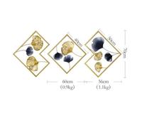 Lot de 3 Mur décoratif Violet Ginkgo biloba Décoration murale Feuille de ginkgo doré métal mural décor