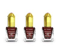 Lot de 3 Musc El Nabil AMBER OF YEMEN 5ml - Extrait Parfum Oriental Sans Alcool - Longue Tenue Mixte