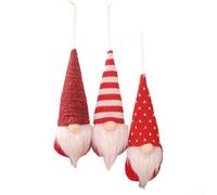 Lot de 3 nains de Noël à suspendre pour mini décorations de Père Noël scandinaves en feutre doux et peluche chapeaux tricotés Couleurs assorties 17 x 6 cm Facile à utiliser (costume rouge)
