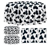 Lot de 3 nappes à Motifs de Vaches, nappes Rondes en Plastique à Motifs de Vaches, Accessoires de fête pour Animaux de la Ferme, pour Une fête sur Le thème des Vaches, Une fête de bébé, 210 x 210 cm