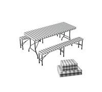 vounot Lot de 3 Nappe en Vinyle Imperméable Anti Tache Nappes de Table et Banc Intérieur Extérieur Couverture de Table Élastique avec Doublure en Flanelle pour Jardin Décoration…