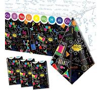 Lot de 3 nappes en plastique pour fête scientifique - Décorations de fête - Couleur foncée - Thème scientifique - Pour anniversaire, fête de laboratoire scientifique, décoration de salle de classe,