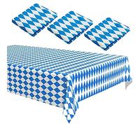 Lot de 3 nappes pour fête de la bière,Nappe décorative pour fête de la bière Nappes de Drapeau Bavarois, Décorations de Fête Oktoberfest,Oktoberfest,Fournitures de Fête Oktoberfest 274cm*137cm