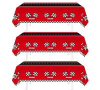 Lot de 3 nappes rectangulaires en plastique à carreaux pour décoration de fête d'anniversaire - 137,2 x 274,3 cm - Pour garçons, fête prénatale, maison