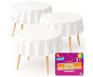 Lot de 3 Nappes Rondes Blanches Jetables de 140 cm pour Table Ronde - Nappe Blanche
