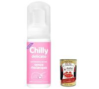 Lot de 3 nettoyants intimes Chilly Senza Risciacquo, Delicato sans rinçage, pour une utilisation à l'extérieur de la maison sur du papier toilette, formule mousse pH 5 100 ml + Italian Gourmet Polpa