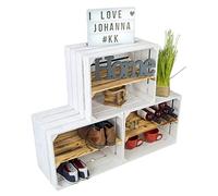 Lot de 3 New blancs Caisse de fruits Johanna/chaussures étagère de rangement Table d'appoint schuhbox Caisse de vin tiroir de pomme Boîte en bois caisse du Étagère