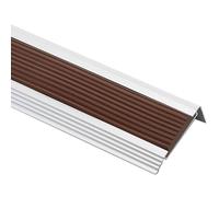 Lot de 3 Nez de Marche Escalier, Nez de Marche Aluminium, Protections de Bord Antidérapantes avec Bandes Antidérapantes en Caoutchouc pour Intérieur et Extérieur(Brown,7x2.1 cm/2.76x0.83 in)
